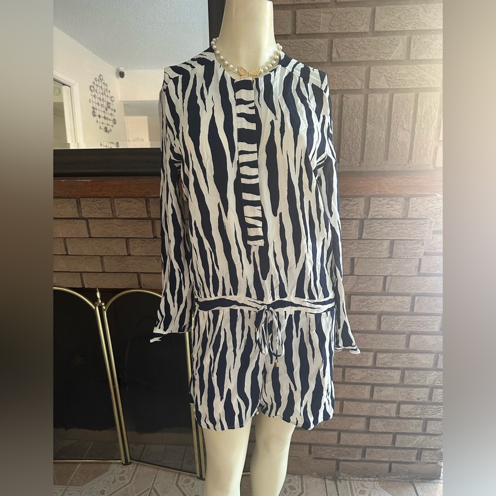 Karina Grimaldi Black and White Animal Print short Romper